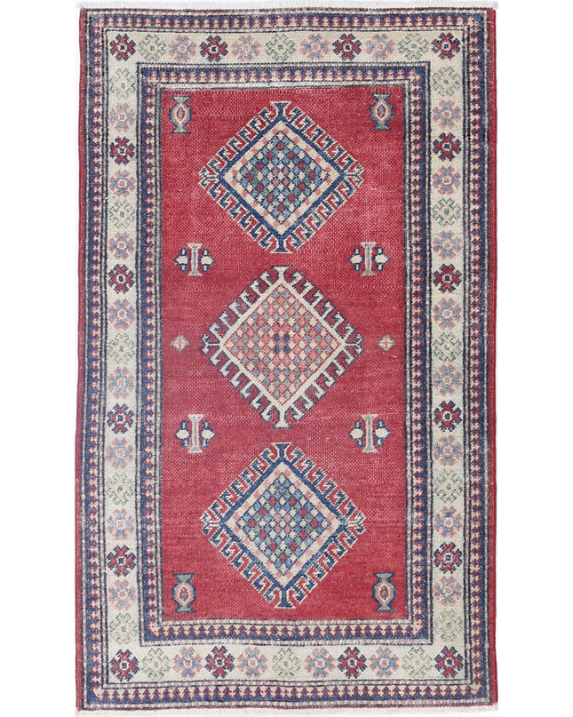 Kazak 2' 10" X 4' 11" Hand Knotted Wool Rug 2' 10" X 4' 11" (86 X 150) / Red / Wool