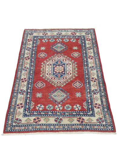 Kazak 2' 6" X 3' 11" Hand Knotted Wool Rug 2' 6" X 3' 11" (76 X 119) / Red / Wool