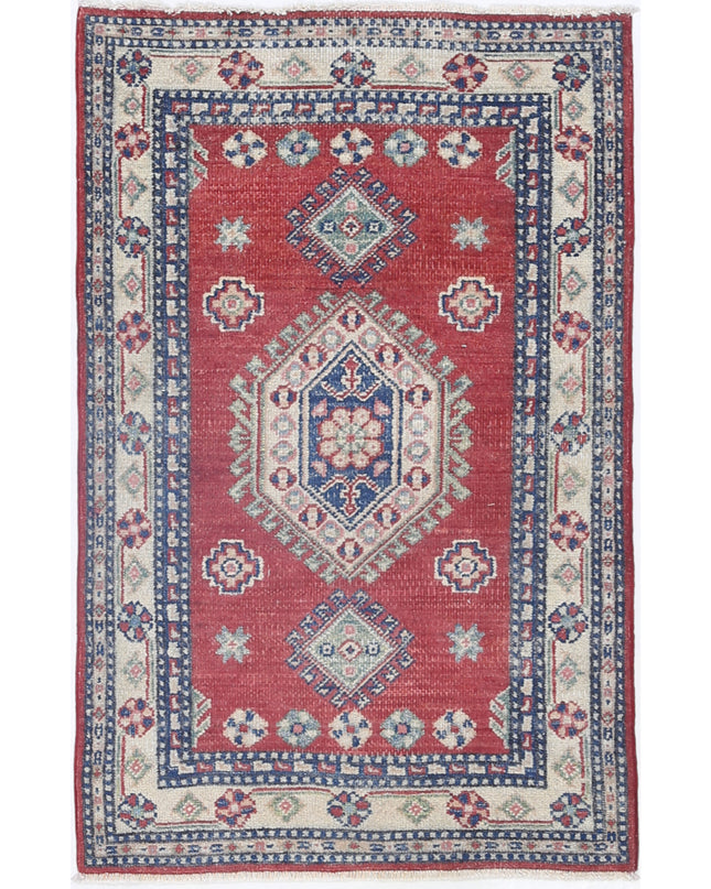 Kazak 2' 6" X 3' 11" Hand Knotted Wool Rug 2' 6" X 3' 11" (76 X 119) / Red / Wool