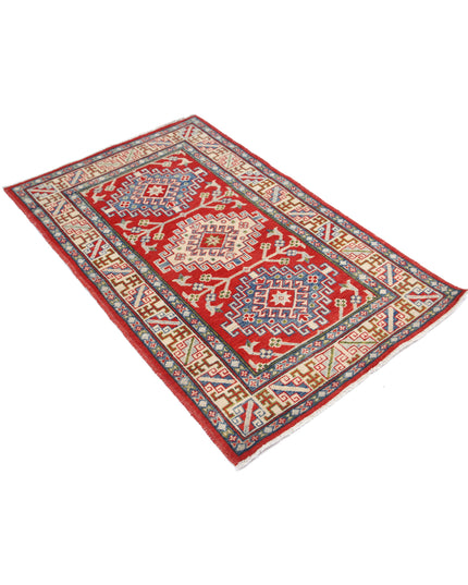 Kazak 3' 1" X 4' 10" Hand Knotted Wool Rug 3' 1" X 4' 10" (94 X 147) / Red / Wool