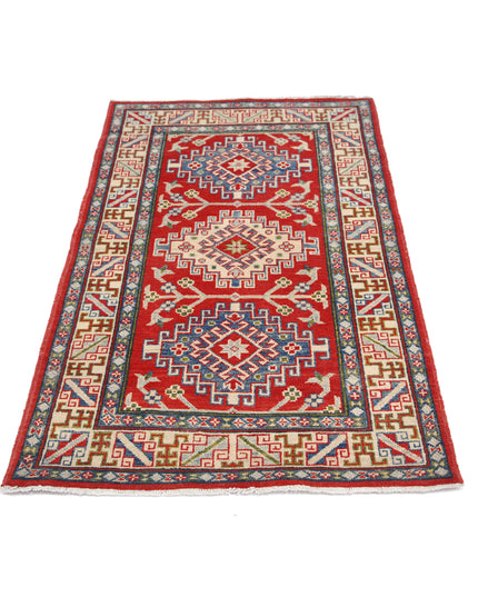 Kazak 3' 1" X 4' 10" Hand Knotted Wool Rug 3' 1" X 4' 10" (94 X 147) / Red / Wool