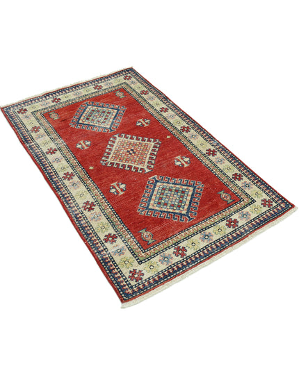 Kazak 2' 10" X 4' 8" Hand Knotted Wool Rug 2' 10" X 4' 8" (86 X 142) / Red / Wool