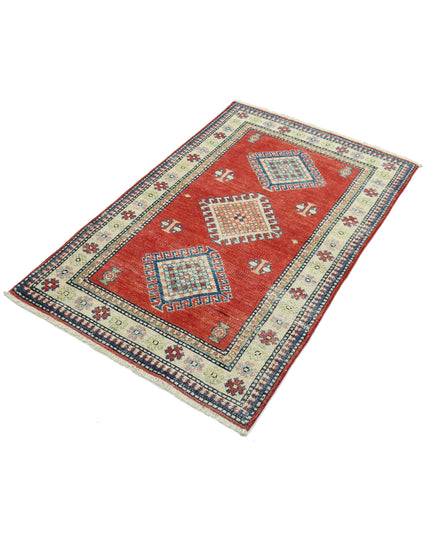 Kazak 2' 10" X 4' 8" Hand Knotted Wool Rug 2' 10" X 4' 8" (86 X 142) / Red / Wool