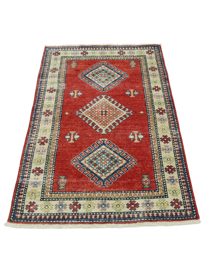 Kazak 2' 10" X 4' 8" Hand Knotted Wool Rug 2' 10" X 4' 8" (86 X 142) / Red / Wool