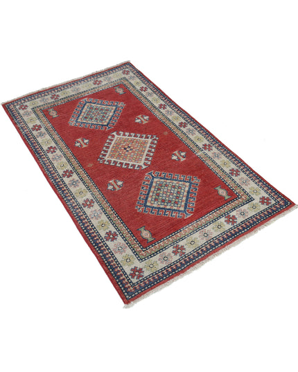 Kazak 2' 10" X 4' 7" Hand Knotted Wool Rug 2' 10" X 4' 7" (86 X 140) / Red / Wool