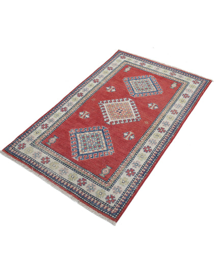 Kazak 2' 10" X 4' 7" Hand Knotted Wool Rug 2' 10" X 4' 7" (86 X 140) / Red / Wool