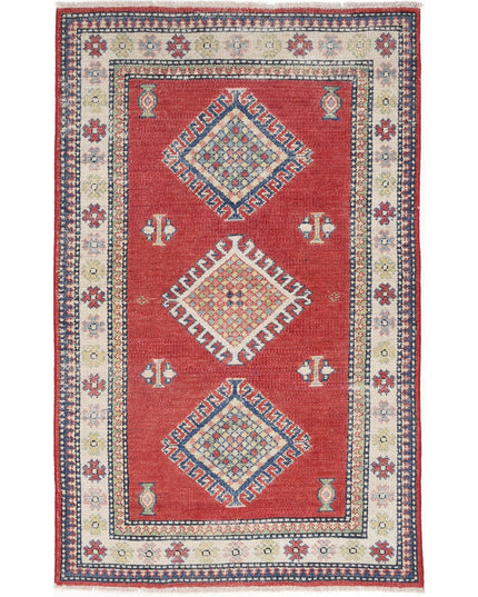 Kazak 2' 10" X 4' 7" Hand Knotted Wool Rug 2' 10" X 4' 7" (86 X 140) / Red / Wool