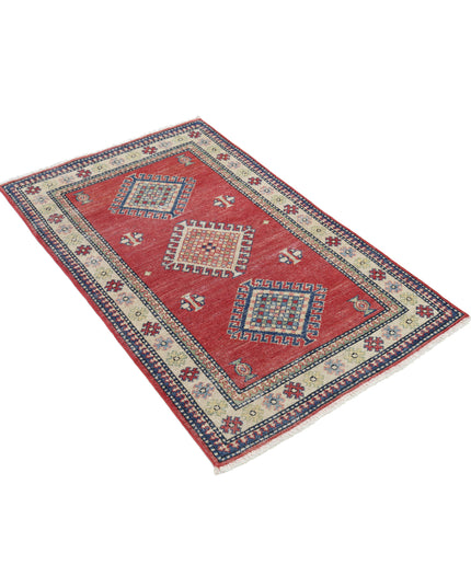 Kazak 2' 10" X 4' 7" Hand Knotted Wool Rug 2' 10" X 4' 7" (86 X 140) / Red / Wool