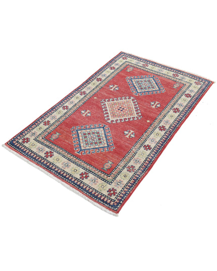 Kazak 2' 10" X 4' 7" Hand Knotted Wool Rug 2' 10" X 4' 7" (86 X 140) / Red / Wool