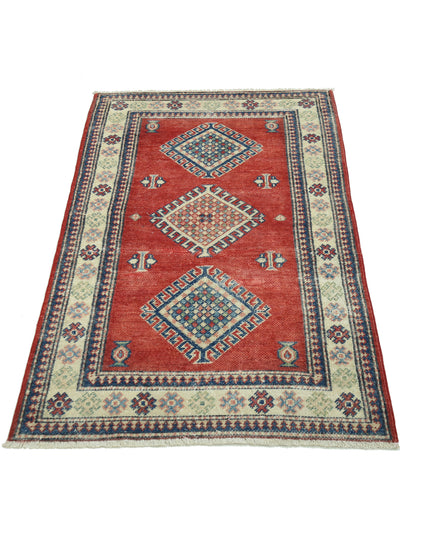 Kazak 2' 10" X 4' 10" Hand Knotted Wool Rug 2' 10" X 4' 10" (86 X 147) / Red / Wool