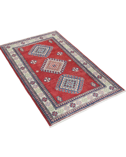 Kazak 2' 10" X 4' 8" Hand Knotted Wool Rug 2' 10" X 4' 8" (86 X 142) / Red / Wool