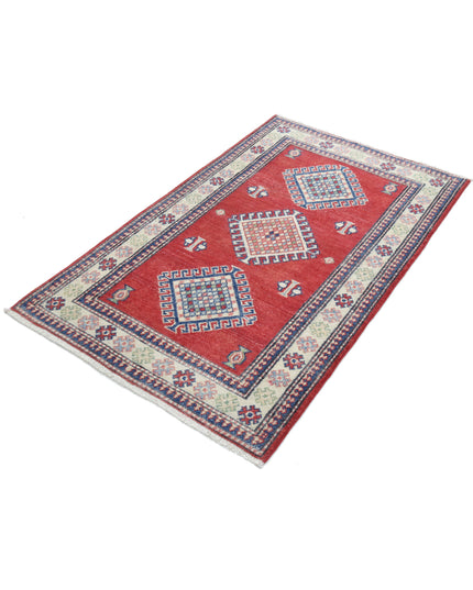 Kazak 2' 10" X 4' 8" Hand Knotted Wool Rug 2' 10" X 4' 8" (86 X 142) / Red / Wool