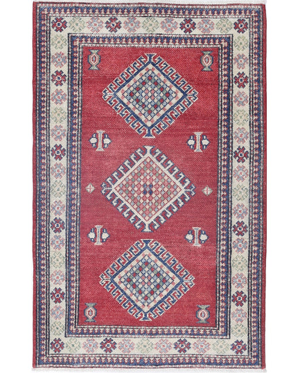 Kazak 2' 10" X 4' 8" Hand Knotted Wool Rug 2' 10" X 4' 8" (86 X 142) / Red / Wool