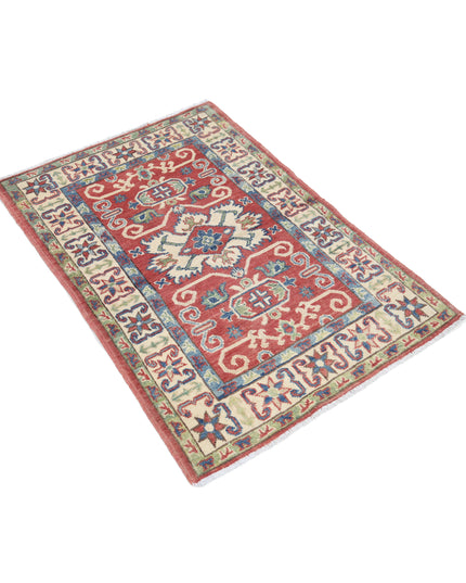 Kazak 2' 8" X 4' 0" Hand Knotted Wool Rug 2' 8" X 4' 0" (81 X 122) / Red / Wool