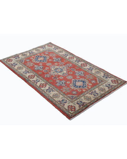 Kazak 3' 0" X 4' 10" Hand Knotted Wool Rug 3' 0" X 4' 10" (91 X 147) / Red / Wool