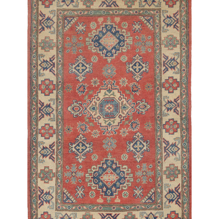 Kazak 3' 0" X 4' 10" Hand Knotted Wool Rug 3' 0" X 4' 10" (91 X 147) / Red / Wool