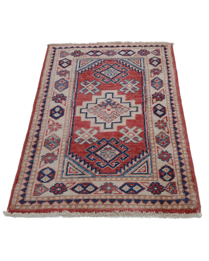 Kazak 1' 10" X 2' 9" Hand Knotted Wool Rug 1' 10" X 2' 9" (56 X 84) / Red / Wool
