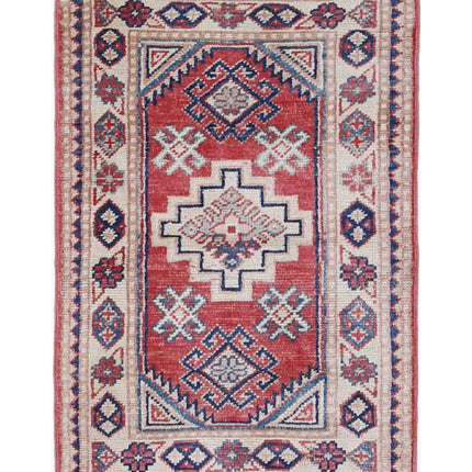 Kazak 1' 10" X 2' 9" Hand Knotted Wool Rug 1' 10" X 2' 9" (56 X 84) / Red / Wool