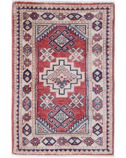 Kazak 1' 10" X 2' 9" Hand Knotted Wool Rug 1' 10" X 2' 9" (56 X 84) / Red / Wool