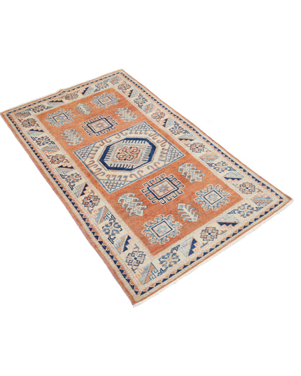 Kazak 3' 0" X 4' 11" Hand Knotted Wool Rug 3' 0" X 4' 11" (91 X 150) / Orange / Wool