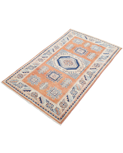 Kazak 3' 0" X 4' 11" Hand Knotted Wool Rug 3' 0" X 4' 11" (91 X 150) / Orange / Wool