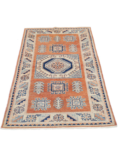 Kazak 3' 0" X 4' 11" Hand Knotted Wool Rug 3' 0" X 4' 11" (91 X 150) / Orange / Wool