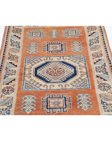 Kazak 3' 0" X 4' 11" Hand Knotted Wool Rug 3' 0" X 4' 11" (91 X 150) / Orange / Wool
