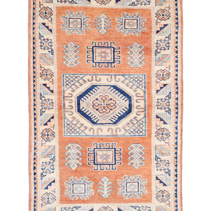 Kazak 3' 0" X 4' 11" Hand Knotted Wool Rug 3' 0" X 4' 11" (91 X 150) / Orange / Wool