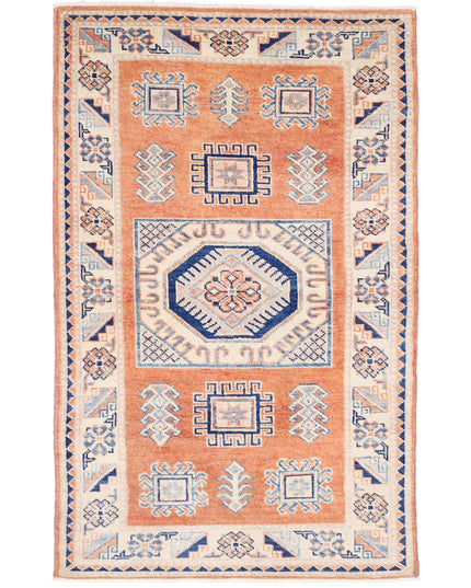 Kazak 3' 0" X 4' 11" Hand Knotted Wool Rug 3' 0" X 4' 11" (91 X 150) / Orange / Wool