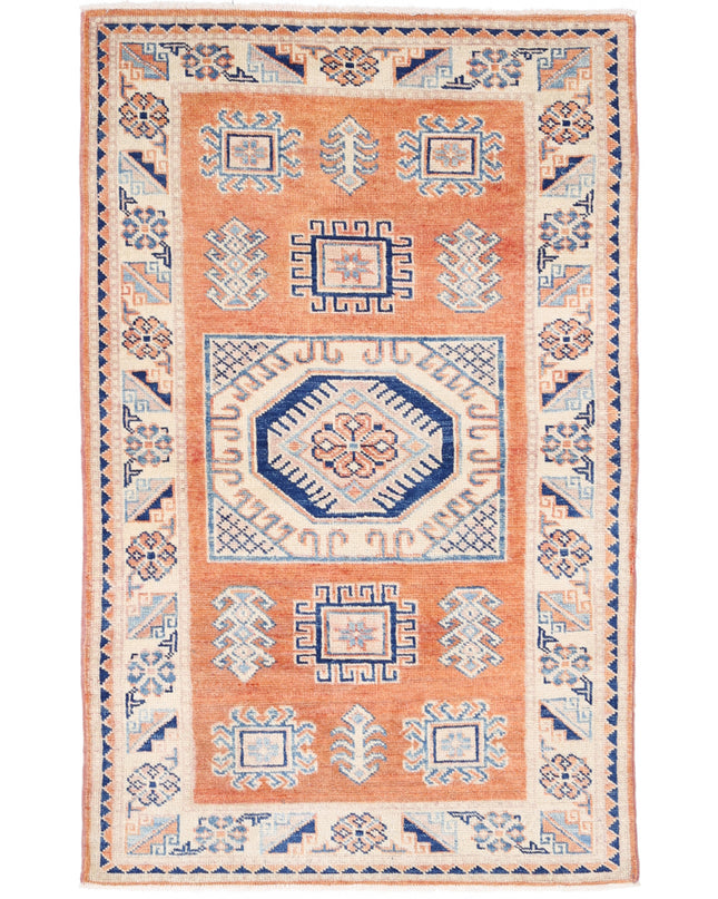 Kazak 3' 0" X 4' 11" Hand Knotted Wool Rug 3' 0" X 4' 11" (91 X 150) / Orange / Wool