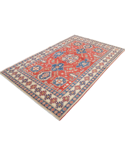 Kazak 5' 6" X 8' 10" Hand Knotted Wool Rug 5' 6" X 8' 10" (168 X 269) / Red / Wool