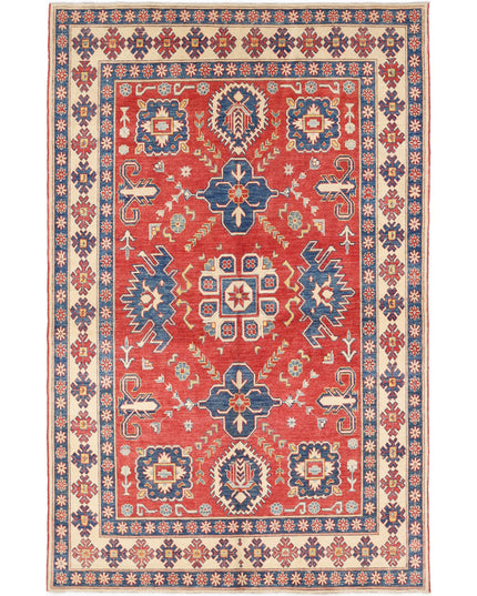 Kazak 5' 6" X 8' 10" Hand Knotted Wool Rug 5' 6" X 8' 10" (168 X 269) / Red / Wool