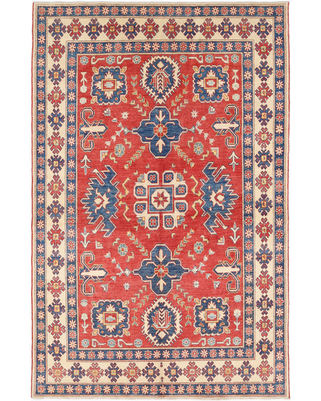 Kazak 5' 6" X 8' 10" Hand Knotted Wool Rug 5' 6" X 8' 10" (168 X 269) / Red / Wool
