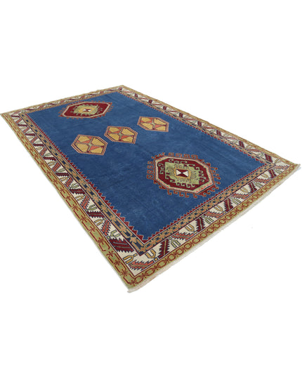 Kazak 7' 4" X 10' 10" Hand Knotted Wool Rug 7' 4" X 10' 10" (223 X 330) / Blue / Wool