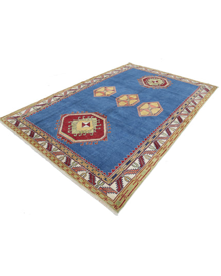 Kazak 7' 4" X 10' 10" Hand Knotted Wool Rug 7' 4" X 10' 10" (223 X 330) / Blue / Wool