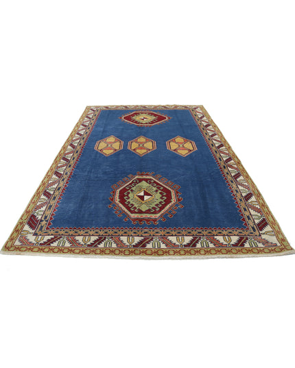 Kazak 7' 4" X 10' 10" Hand Knotted Wool Rug 7' 4" X 10' 10" (223 X 330) / Blue / Wool