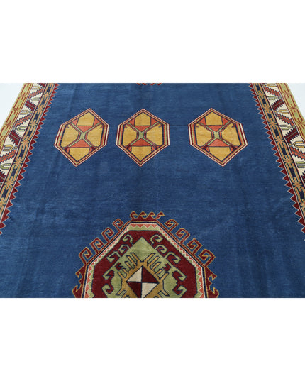Kazak 7' 4" X 10' 10" Hand Knotted Wool Rug 7' 4" X 10' 10" (223 X 330) / Blue / Wool