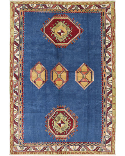 Kazak 7' 4" X 10' 10" Hand Knotted Wool Rug 7' 4" X 10' 10" (223 X 330) / Blue / Wool
