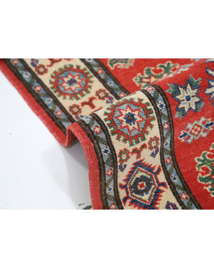 Kazak 3' 2" X 4' 9" Hand Knotted Wool Rug 3' 2" X 4' 9" (97 X 145) / Red / Wool