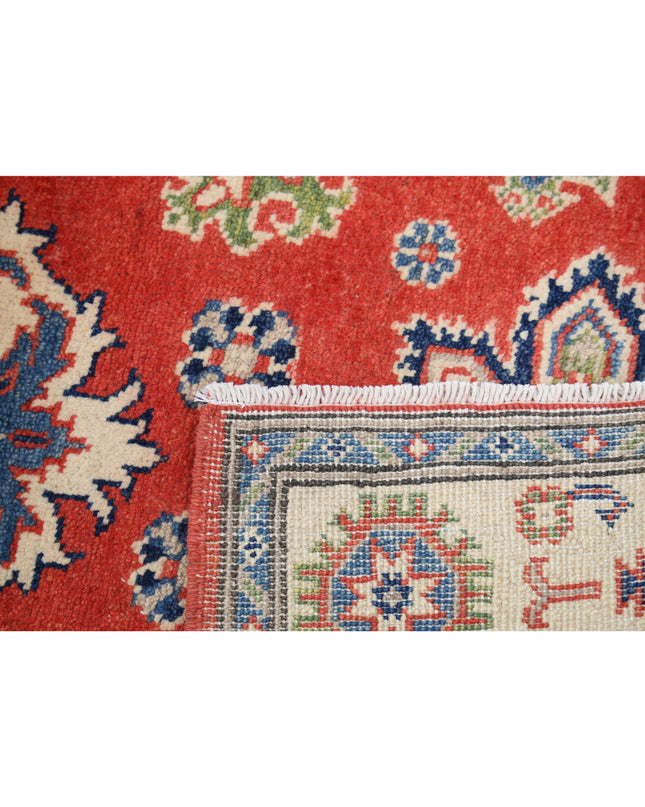 Kazak 3' 0" X 4' 11" Hand Knotted Wool Rug 3' 0" X 4' 11" (91 X 150) / Red / Wool