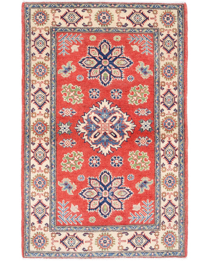 Kazak 3' 0" X 4' 11" Hand Knotted Wool Rug 3' 0" X 4' 11" (91 X 150) / Red / Wool