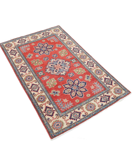 Kazak 3' 1" X 4' 10" Hand Knotted Wool Rug 3' 1" X 4' 10" (94 X 147) / Red / Wool