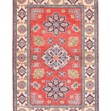 Kazak 3' 1" X 4' 10" Hand Knotted Wool Rug 3' 1" X 4' 10" (94 X 147) / Red / Wool