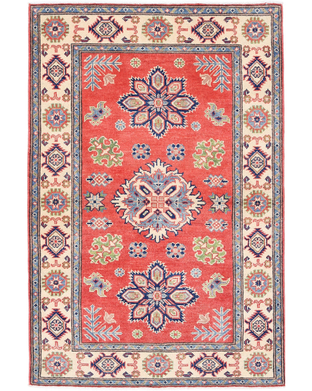 Kazak 3' 1" X 4' 10" Hand Knotted Wool Rug 3' 1" X 4' 10" (94 X 147) / Red / Wool