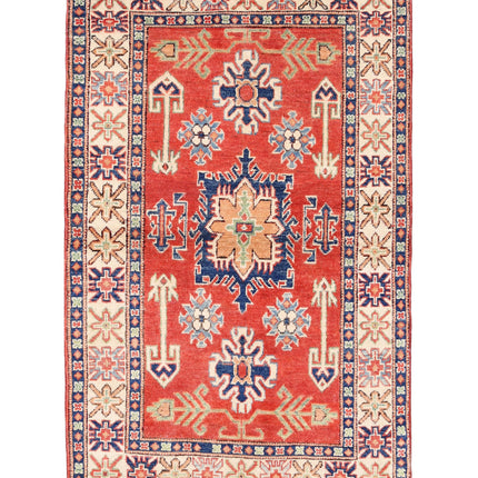 Kazak 3' 1" X 5' 1" Hand Knotted Wool Rug 3' 1" X 5' 1" (94 X 155) / Red / Wool