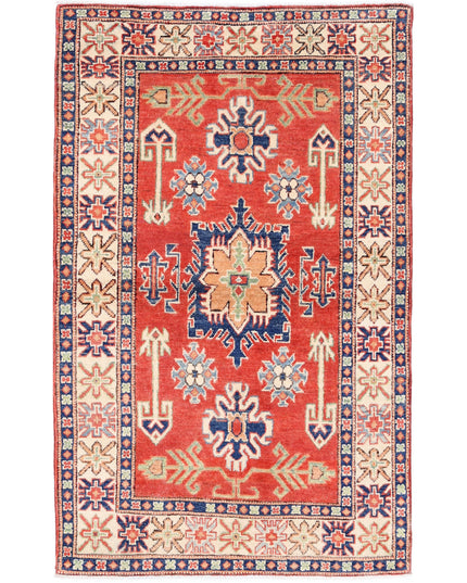 Kazak 3' 1" X 5' 1" Hand Knotted Wool Rug 3' 1" X 5' 1" (94 X 155) / Red / Wool