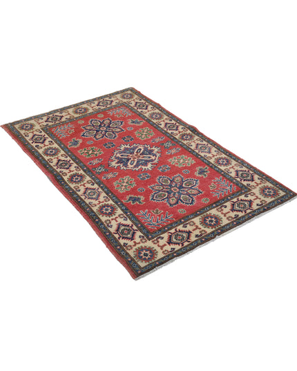 Kazak 3' 0" X 4' 11" Hand Knotted Wool Rug 3' 0" X 4' 11" (91 X 150) / Red / Wool
