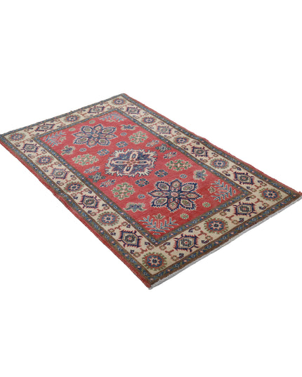 Kazak 3' 0" X 4' 11" Hand Knotted Wool Rug 3' 0" X 4' 11" (91 X 150) / Red / Wool