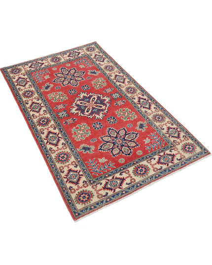 Kazak 3' 0" X 4' 11" Hand Knotted Wool Rug 3' 0" X 4' 11" (91 X 150) / Red / Wool