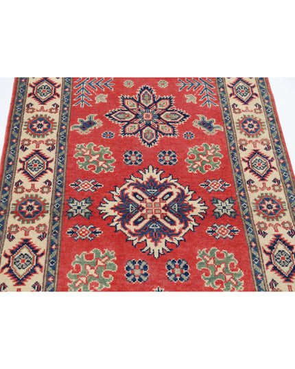 Kazak 3' 0" X 4' 11" Hand Knotted Wool Rug 3' 0" X 4' 11" (91 X 150) / Red / Wool